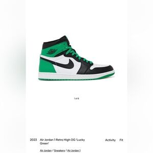 FREE SHIPPING! Nike kids Jordans high tops, green black and white size 4Y.